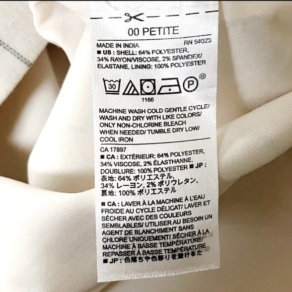 BANANA REPUBLIC Straight Skirt Women’s SZ Petite 00P Beige Pinstripe Tie Belt - Picture 7 of 7